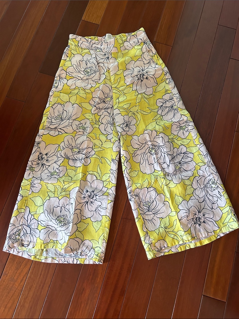 C&C California Yellow Floral LinenPants, S